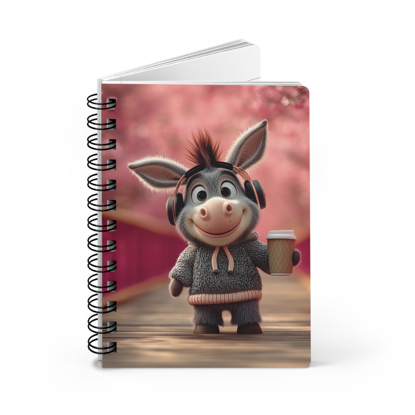 Charming Spiral Journal with Whimsical Donkey Design, Perfect for Gift-Giving, Note-Taking, Daily Journaling, Springtime, Creative Writing