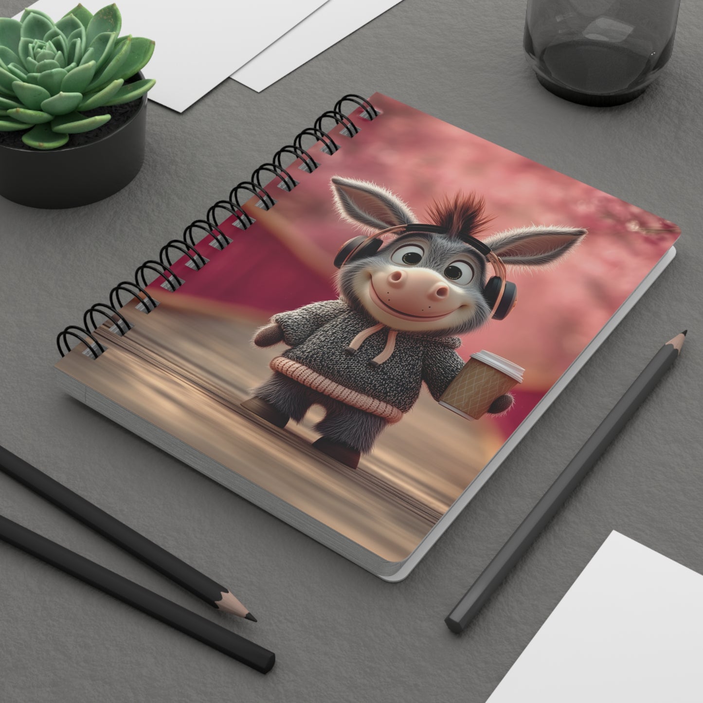 Charming Spiral Journal with Whimsical Donkey Design, Perfect for Gift-Giving, Note-Taking, Daily Journaling, Springtime, Creative Writing