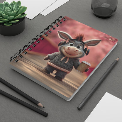 Charming Spiral Journal with Whimsical Donkey Design, Perfect for Gift-Giving, Note-Taking, Daily Journaling, Springtime, Creative Writing