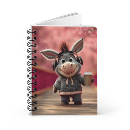 Charming Spiral Journal with Whimsical Donkey Design, Perfect for Gift-Giving, Note-Taking, Daily Journaling, Springtime, Creative Writing