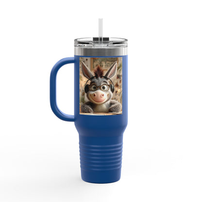 Cute Character Insulated Travel Mug, Reusable Coffee Mug, Donkey Design Tumbler, Gift for Animal Lovers, Eco-Friendly Cup