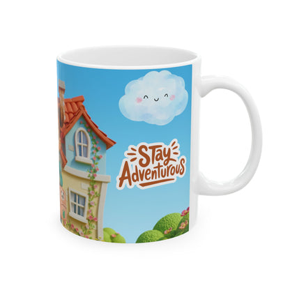 Cute Adventure Kids Ceramic Mug – Colorful Glossy Coffee Cup Gift