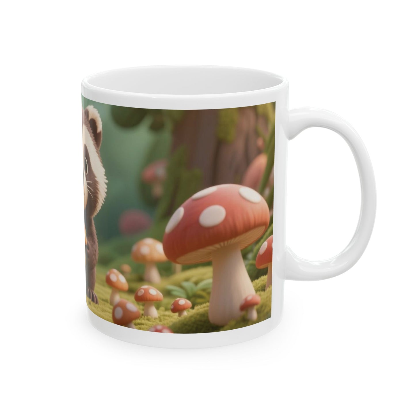 Whimsical Raccoon Ceramic Mug – Cute Coffee Cup, Animal Lover Gift