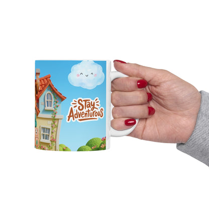 Cute Adventure Kids Ceramic Mug – Colorful Glossy Coffee Cup Gift