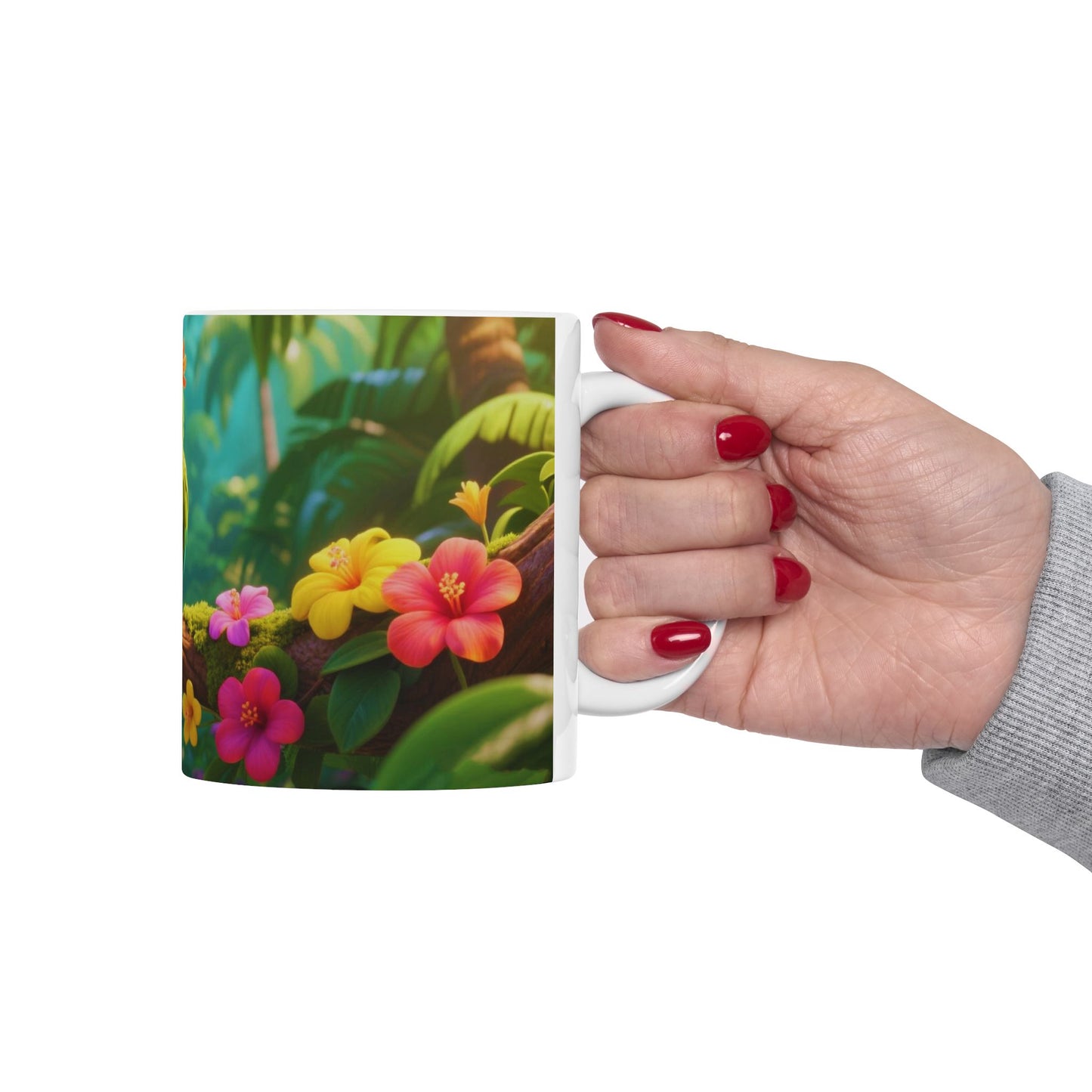 Good Morning Parrot Ceramic Mug – Colorful Jungle Coffee & Tea Cup