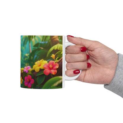 Good Morning Parrot Ceramic Mug – Colorful Jungle Coffee & Tea Cup