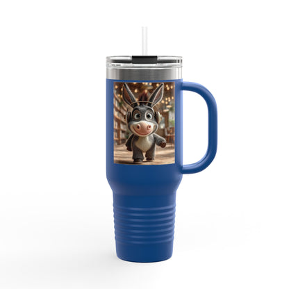 Cute Character Insulated Travel Mug, Reusable Coffee Mug, Donkey Design Tumbler, Gift for Animal Lovers, Eco-Friendly Cup