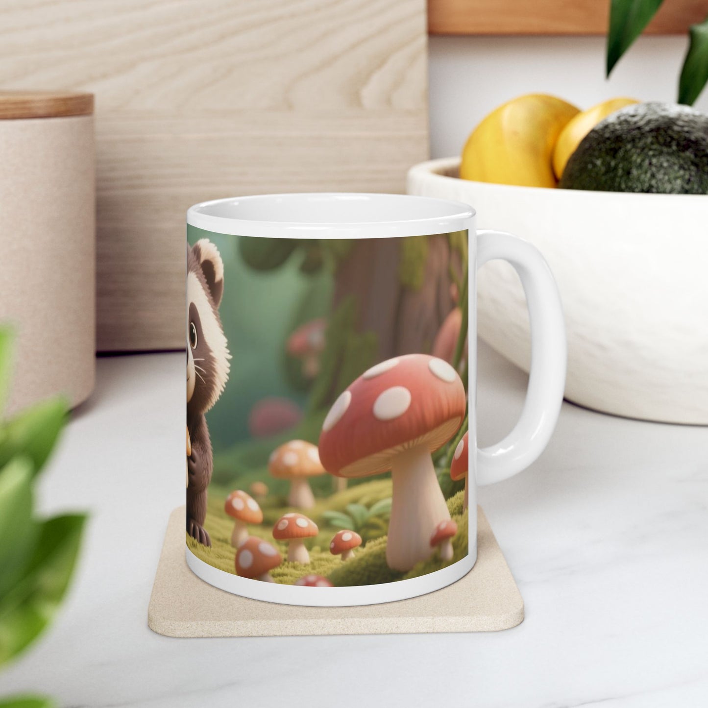 Whimsical Raccoon Ceramic Mug – Cute Coffee Cup, Animal Lover Gift