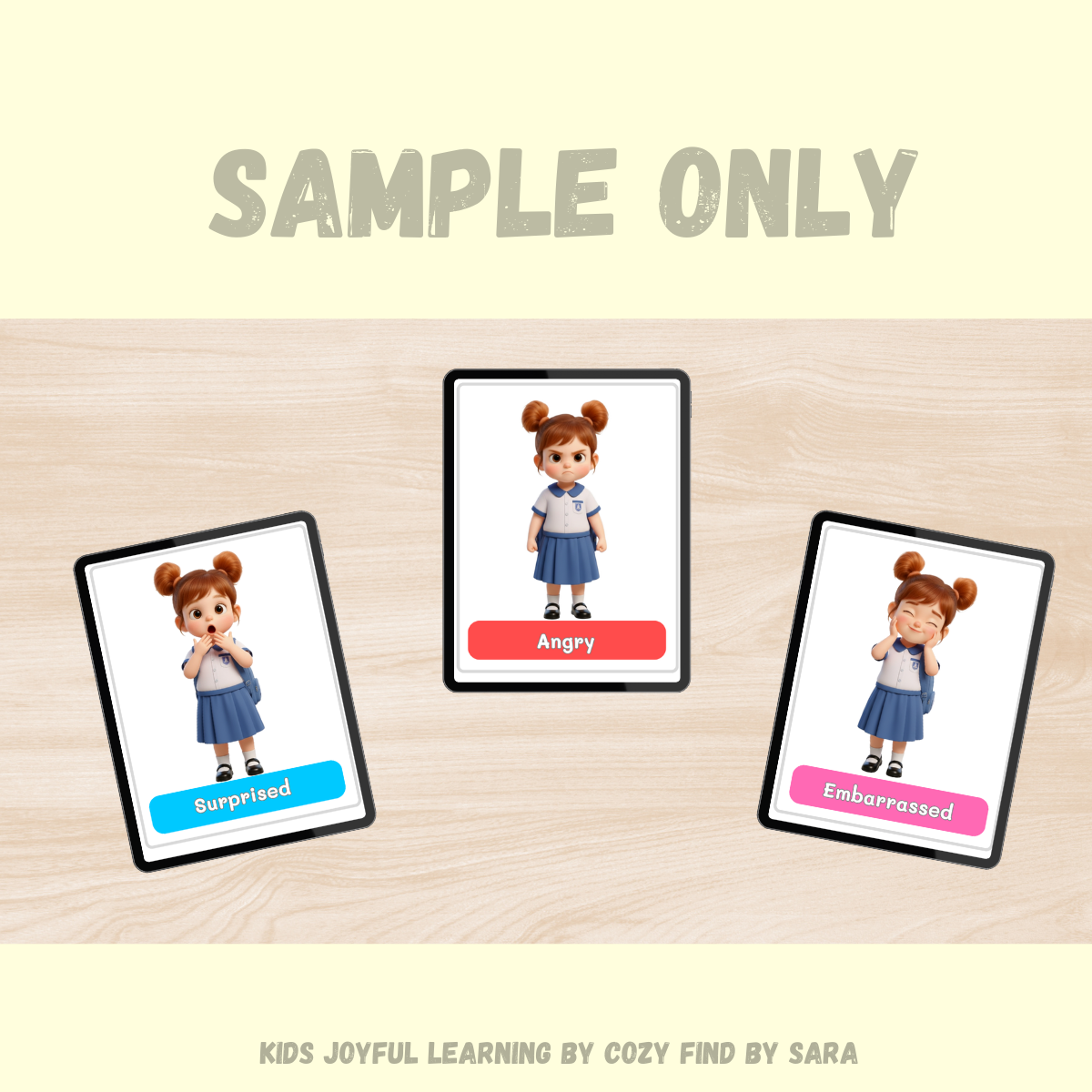 Emotional Flashcards – 20 Emotions Pack | PDF + PNG + Worksheet + Poster