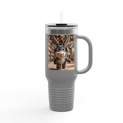 Cute Character Insulated Travel Mug, Reusable Coffee Mug, Donkey Design Tumbler, Gift for Animal Lovers, Eco-Friendly Cup