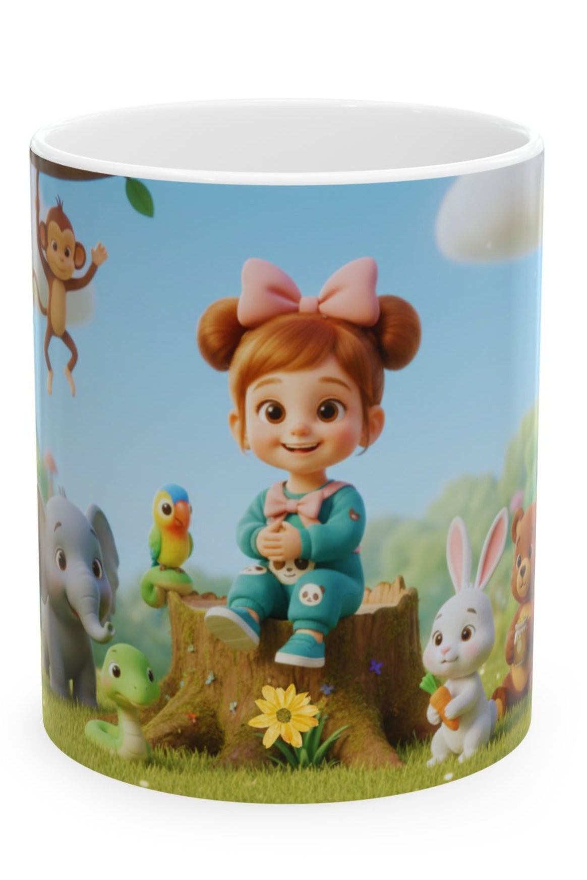 Cute Jungle Animals Kids Ceramic Mug – Colorful Coffee & Tea Cup Gift