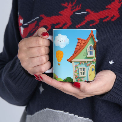 Cute Adventure Kids Ceramic Mug – Colorful Glossy Coffee Cup Gift