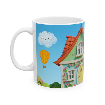 Cute Adventure Kids Ceramic Mug – Colorful Glossy Coffee Cup Gift