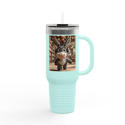 Cute Character Insulated Travel Mug, Reusable Coffee Mug, Donkey Design Tumbler, Gift for Animal Lovers, Eco-Friendly Cup