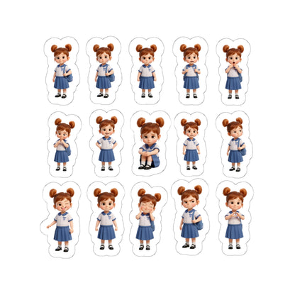 Cute Girl Emotions Sticker Sheet | Kawaii POD Stickers for Kids, Laptop, Bottle, Scrapbook, Teacher SEL Supplies