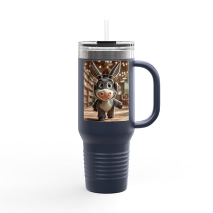 Cute Character Insulated Travel Mug, Reusable Coffee Mug, Donkey Design Tumbler, Gift for Animal Lovers, Eco-Friendly Cup