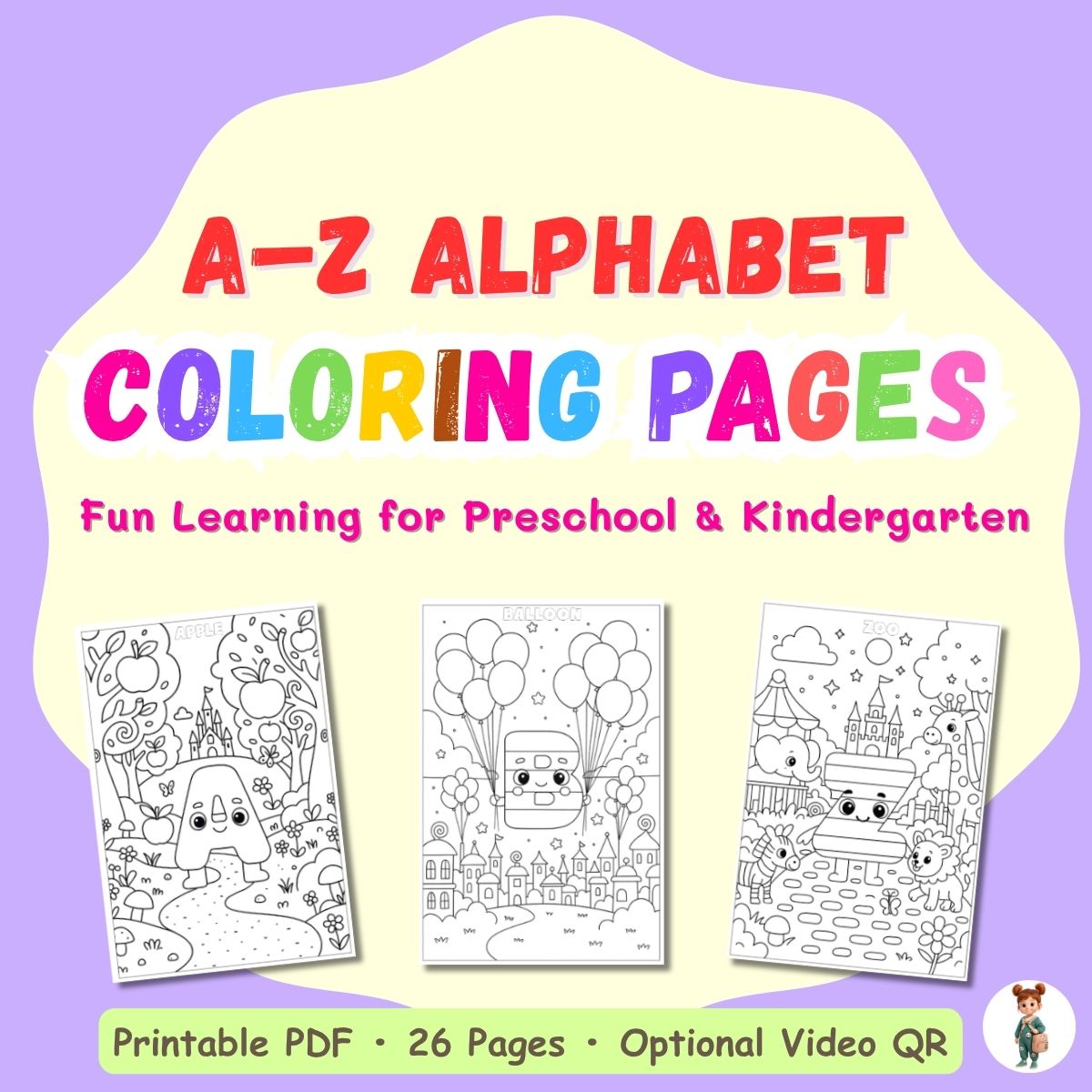 A–Z Alphabet Coloring Book for Kids – Fun Learning Printable PDF | Kids Joyful Learning