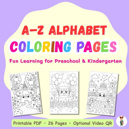 A–Z Alphabet Coloring Book for Kids – Fun Learning Printable PDF | Kids Joyful Learning