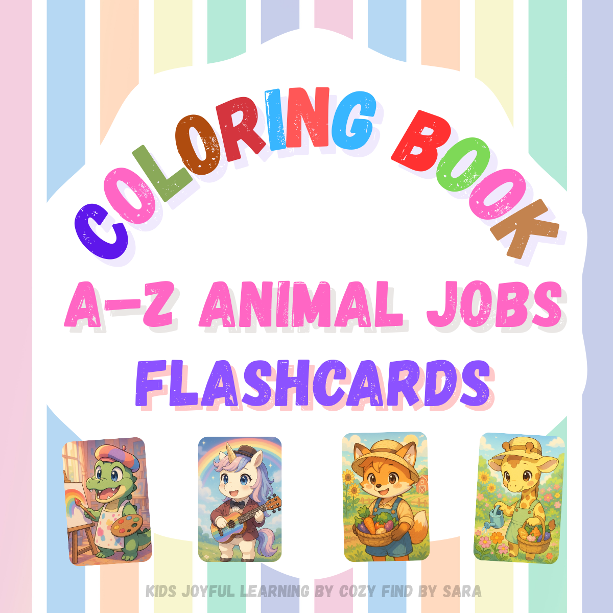 A–Z Animal Jobs Flashcards + Coloring Book | Printable PDF