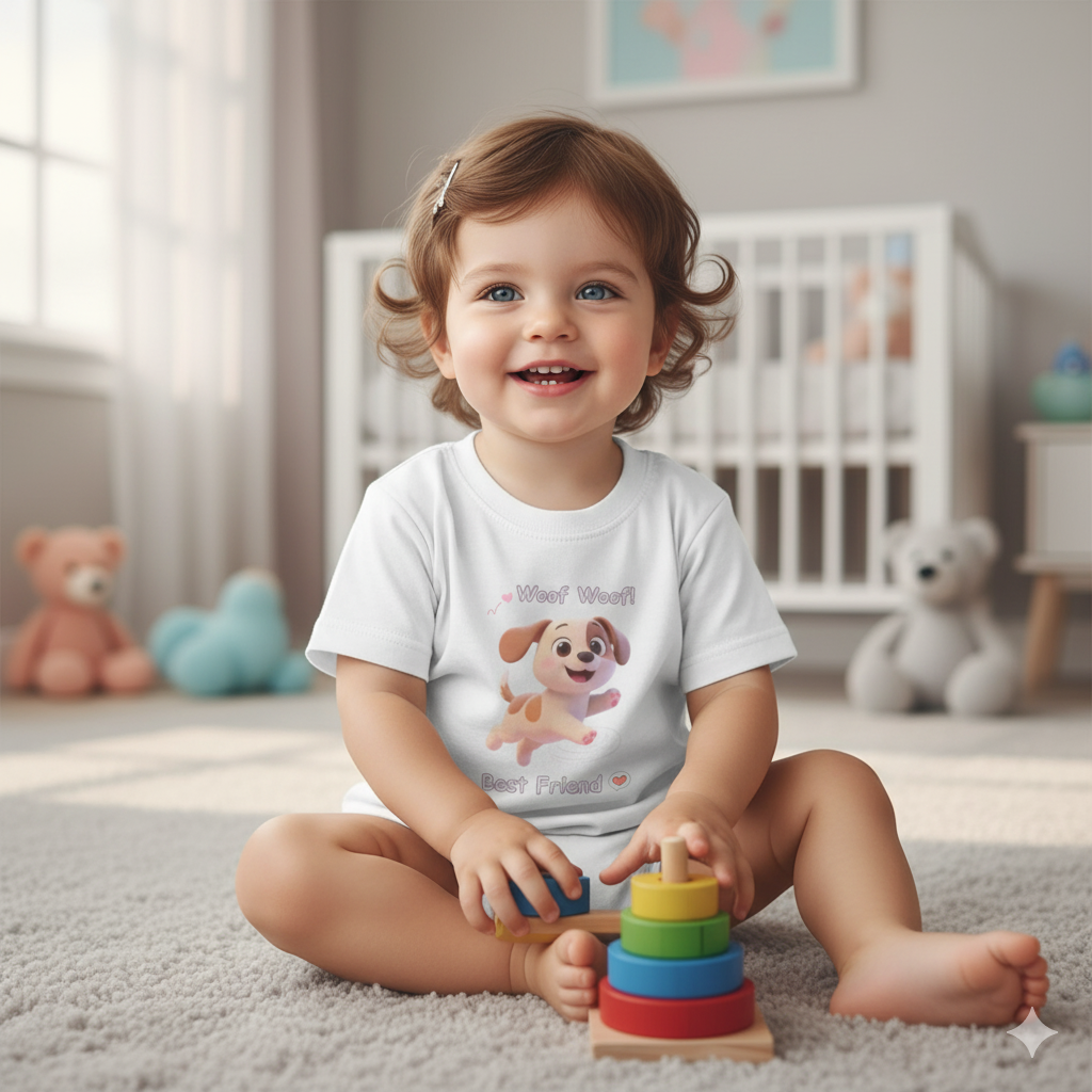 Cute Puppy Infant Tee – Baby Dog T-Shirt, Soft Jersey, Toddler Gift