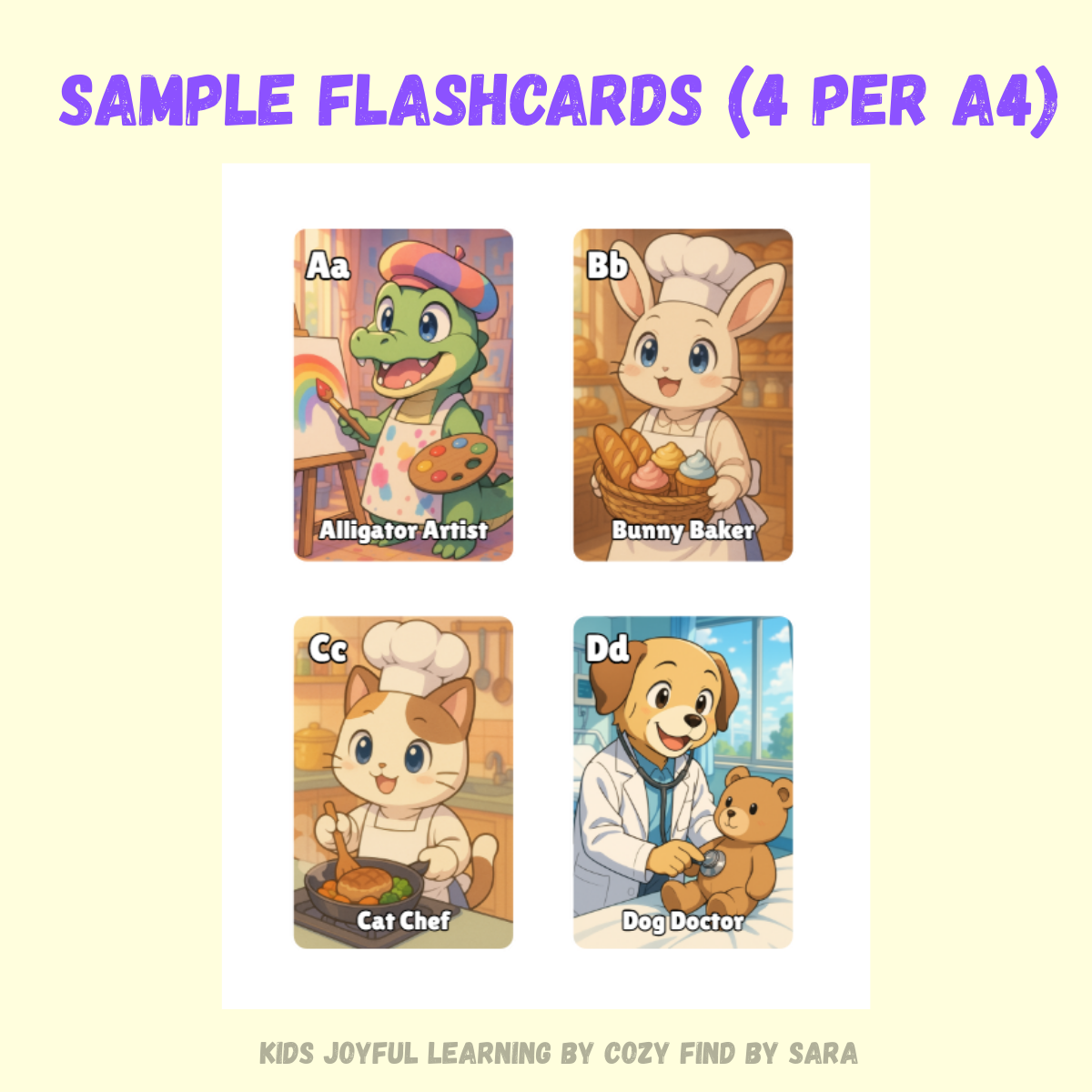 A–Z Animal Jobs Flashcards + Coloring Book | Printable PDF
