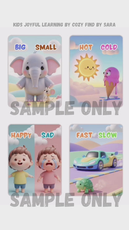 20 Opposites Flashcards | PDF + PNG Digital Download for Kids & ESL